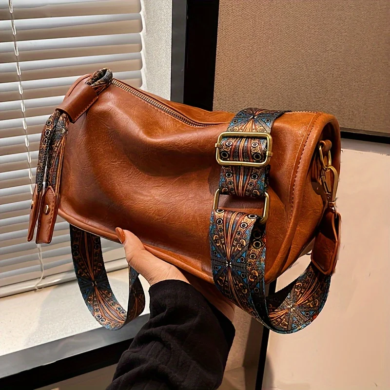 Interior Design Graphic Design - Grafik Desenli Fermuarlı Crossbody Çanta, Geniş