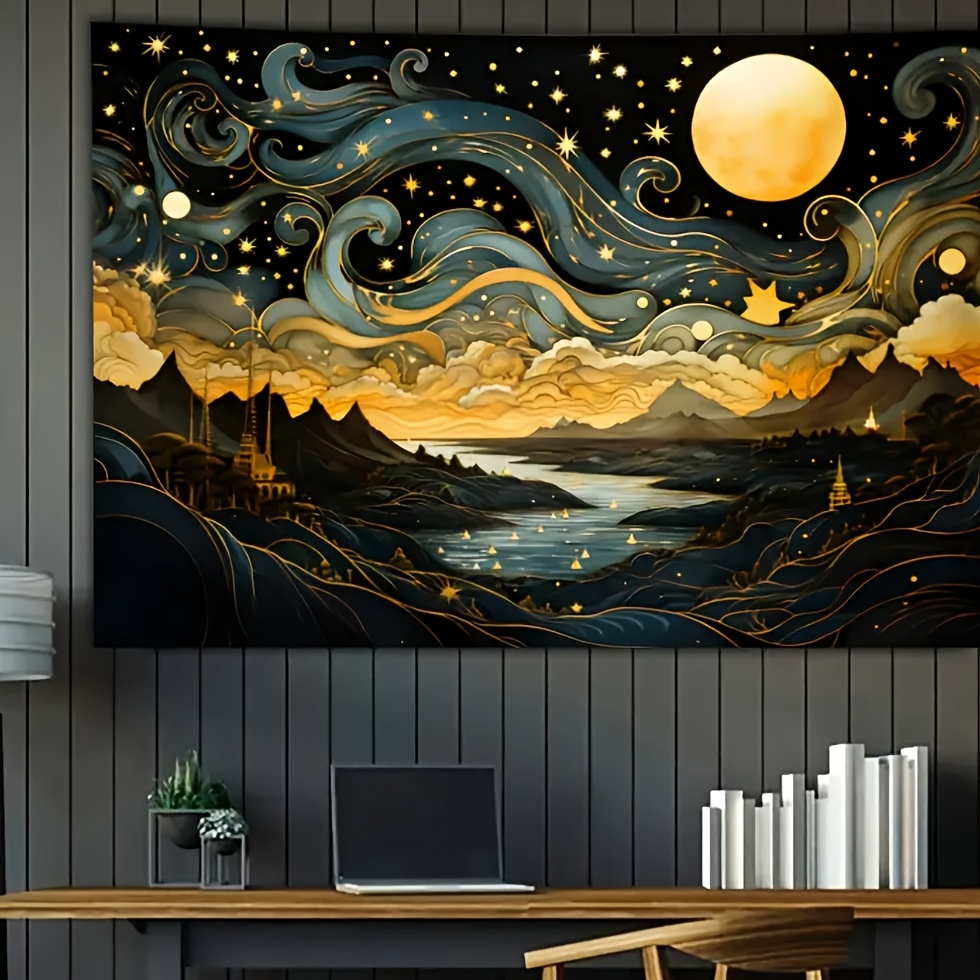 Interior Design Years Of School - Yıldız ve Ay Işıklı Dağ Gobleni